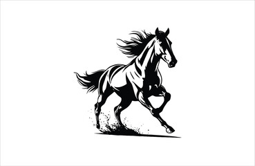  horse silhouette vector line art illustration logo design