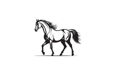  horse silhouette vector line art illustration logo design