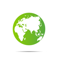 Fototapeta premium Green globe with shadow, Green energy concept on white background