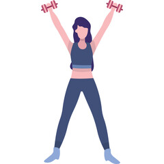 Woman training with dumbbells vector workout icon