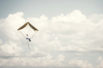 person is transported by a book on a journey to the sky, fantasy concept