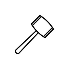 Wooden mallet icon linear logo isolated
