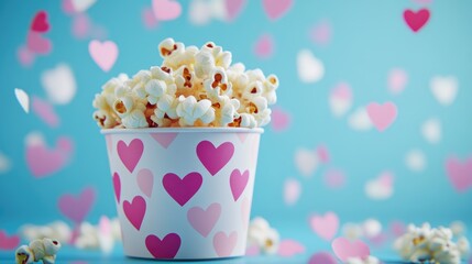 Cute Popcorn Cup with Heart Decorations