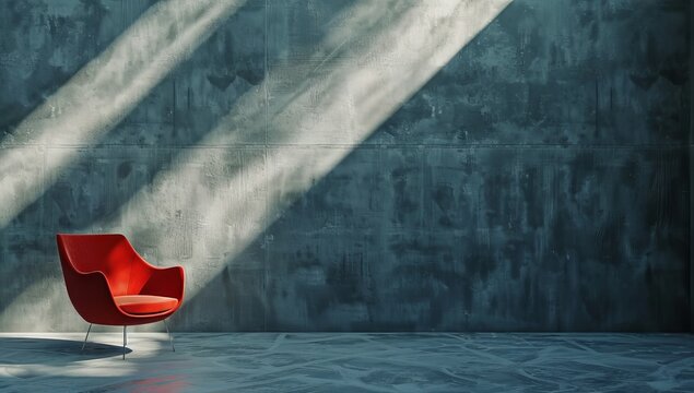 Red chair standing out from the crowd. Business concept. Special successful job candidate person who stands out from the crowd. space for copy. Diversity and inclusion