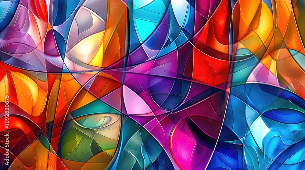 Poster abstract background with multicolored stained glass effect, computer generated