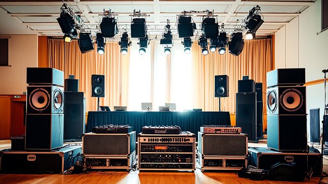 Professional Audio Equipment Setup Stage Lighting Concert Sound System