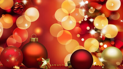Fototapeta premium Golden Christmas balls adorn a festive winter scene, perfect for holiday cards and New Year celebrations
