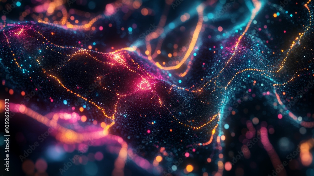Poster abstract glowing data wave design