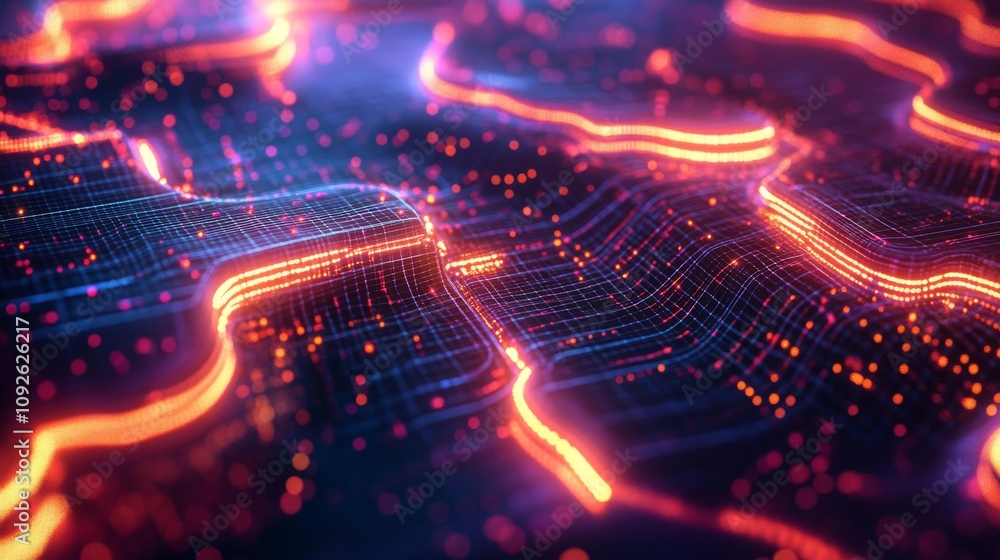 Aufkleber abstract data visualization: a glowing network of connections