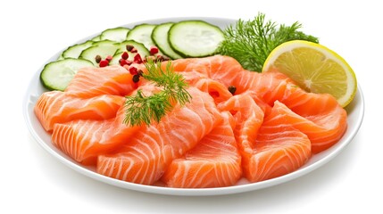 Sliced Salmon with Cucumber, Dill, and Lemon