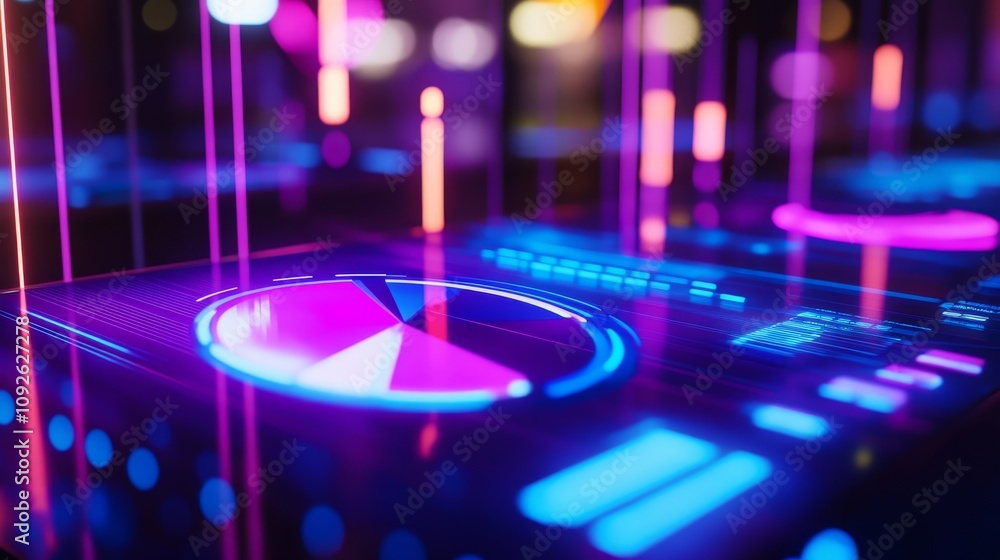 Poster vibrant futuristic digital interface with data visualization