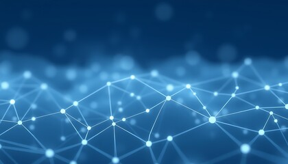 Fototapeta premium A soft, AI-themed wallpaper featuring faint neural network lines and interconnected nodes in pastel blues and grays, evoking a calm and futuristic feel.