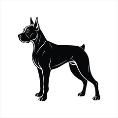 Stylized Boxer Dog Silhouette Vector Drawing