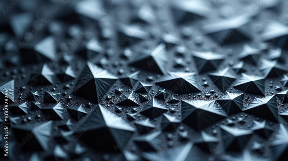 Poster a close-up view highlights numerous small triangles and polygons creating a complex textured surface