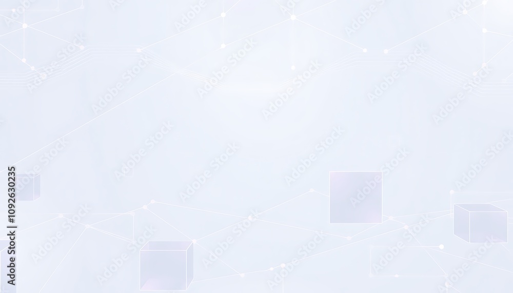 Poster minimalist tech wallpaper showing faded network lines and translucent cubes, arranged in a soothing 