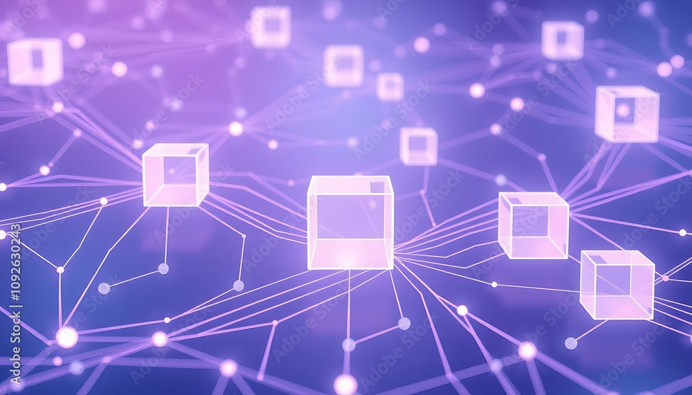 Poster minimalist tech wallpaper showing faded network lines and translucent cubes, arranged in a soothing 