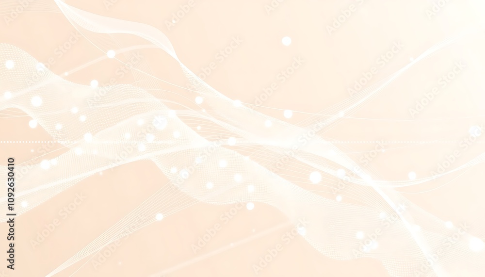 Poster a calming wallpaper with fine digital grids and soft pulsating dots, arranged to mimic data flow in 