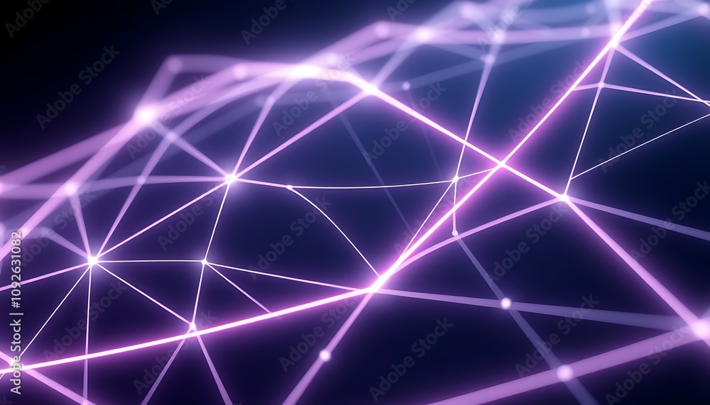 Poster a minimalist tech wallpaper with ethereal neon lines, forming a soft mesh network on a dark backgrou
