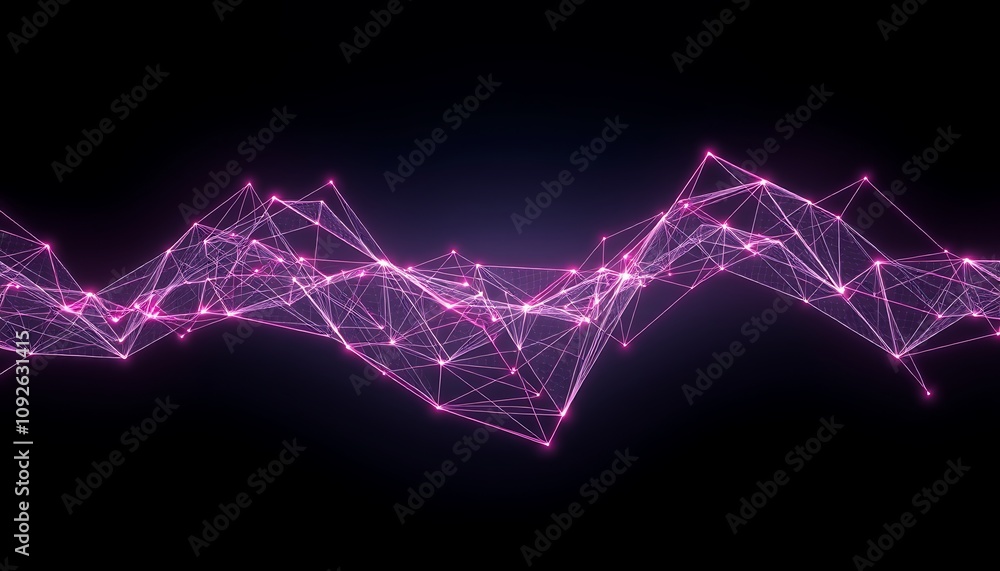 Poster a minimalist tech wallpaper with ethereal neon lines, forming a soft mesh network on a dark backgrou
