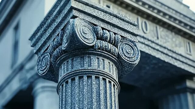 Close-up of a classical Ionic column, symbolizing architecture and tradition, ideal for National Architecture Week