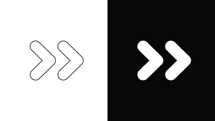 Arrow icon, vector. Two-tone version on black and white background