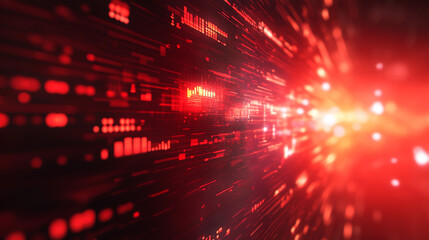 The red futuristic with neon lights background for the economic crisis, a bearish trend. Hi-tech backdrop. Generative AI.