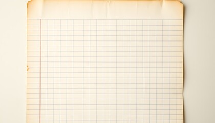 Naklejka premium A vintage, worn, and weathered lined notebook page, with yellowed paper, faded ink lines, and s, set against a warm, soft, and calming background, evoking a sense of nostalgia and introspection.