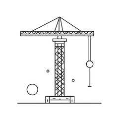Tower crane In cartoon, hand-drawn flat style. image for social media, websites and UI. Isolated 2D vector design in logo, icon, sketch style, simple line vector, single color. AI Generative Art.