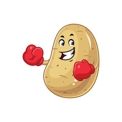 Funny cartoon potato boxer.  Concept of  Sporty vegetable mascot.