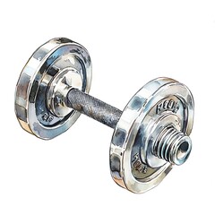 Obraz premium Watercolor Painting of a Chrome Dumbbell Isolated on White Background.
