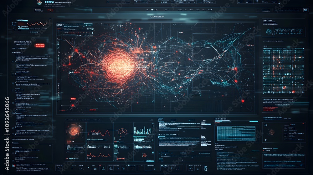 Poster Data analysis visualization digital workspace infographic cyber environment high-tech perspective network concepts