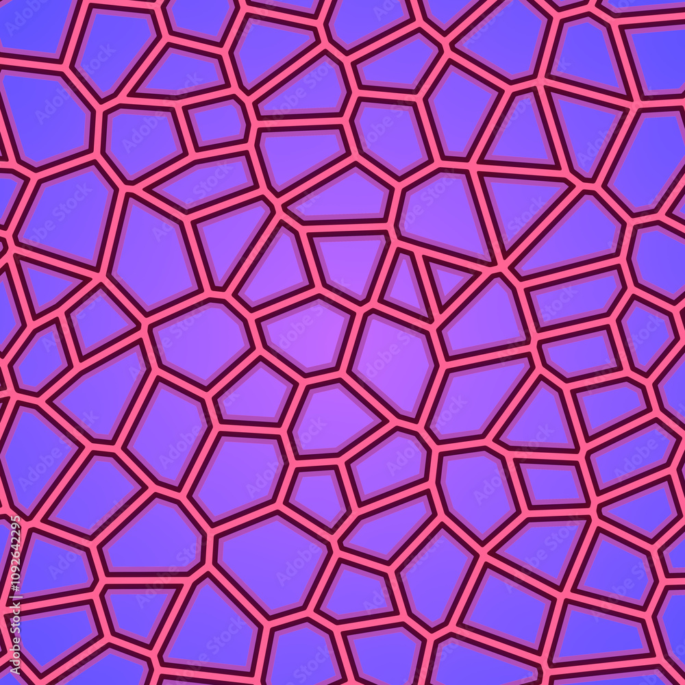 Poster Fascinating geometric background of purple intricate polygonal patterns. 3d rendering digital illustration