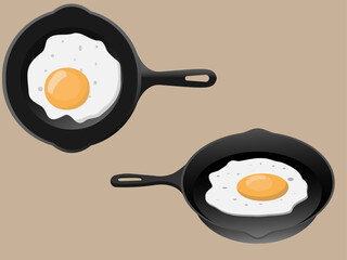 fried egg sunny side up on pan