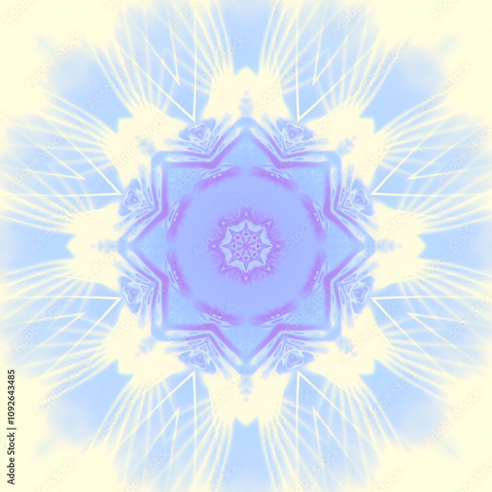 Aufkleber an abstract symmetrical composition reminiscent of a mandala or floral pattern, consisting of many g