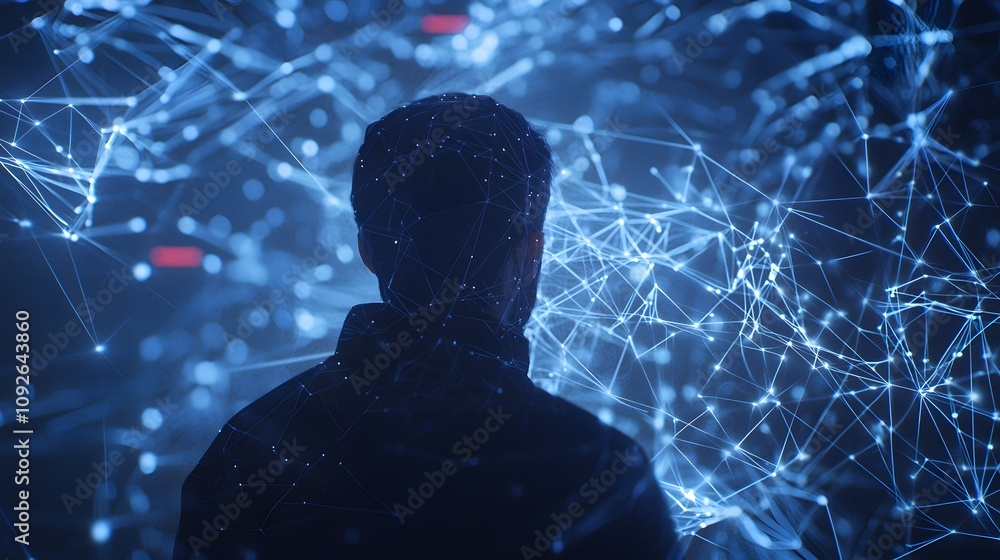 Fototapete exploring digital connections person engaged with networks virtual environment high-tech perspective