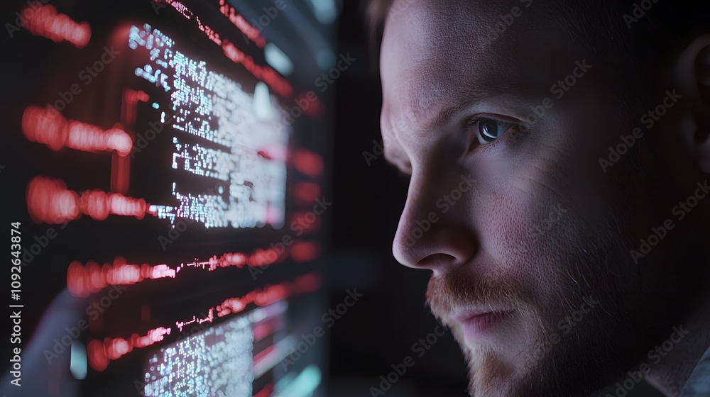 Leinwandbilder Analyzing cybersecurity threats tech lab digital monitoring high-tech environment close-up view risk awareness