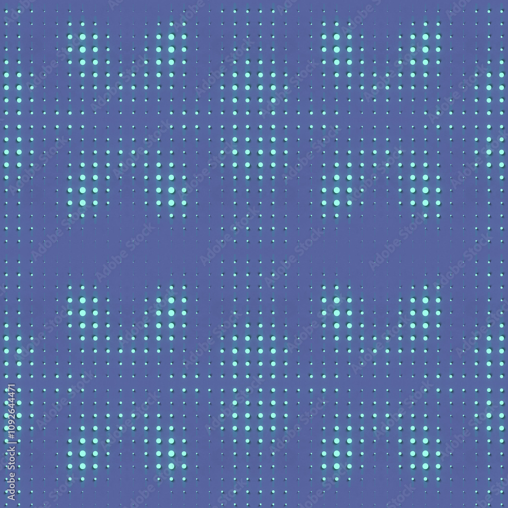 Poster Abstract illustration of a pattern of dots in blue and green colors. 3d rendering