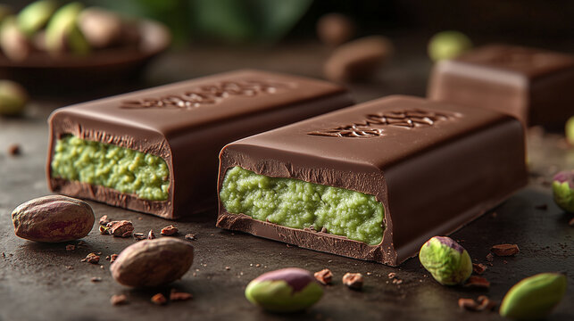 Luxury Pistachio Chocolate Bar with Creamy Filling