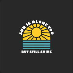 sunset vector art illustration logo design of sun and ocean