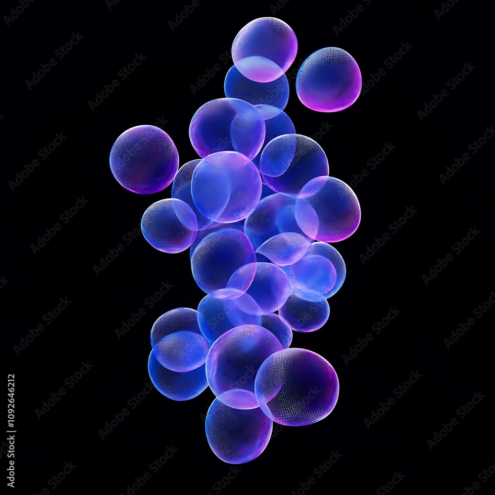 Aufkleber abstract colorful bubbles with light reflections floating in dark space, captivating illumination an