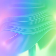 Wavy illustration of colored fabric stripes with trendy neon gradient. Harmonious and abstract style. 3d rendering