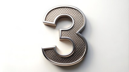 Stylish Metal Numbers Set on a White Background - Ideal for Creative Design Projects, Advertising, and Graphic Needs with Ample Copy Space for Custom Text or Branding