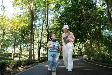 Joyful Walk in the Park Embracing Diversity and Friendship with Achondroplasia Awareness