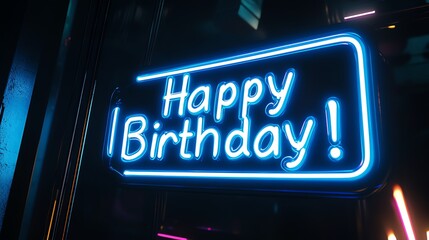 Obraz premium A blue neon sign that says 