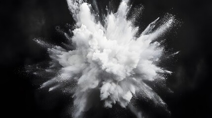 White Powder Explosion Against a Black Background
