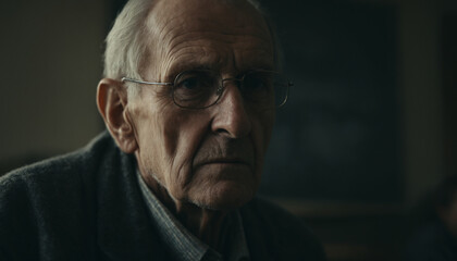 Obraz premium close up of an old teacher in a moody light, looks like a movie