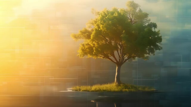 tree and technological background,environment