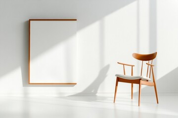 Modern chair on white texture.