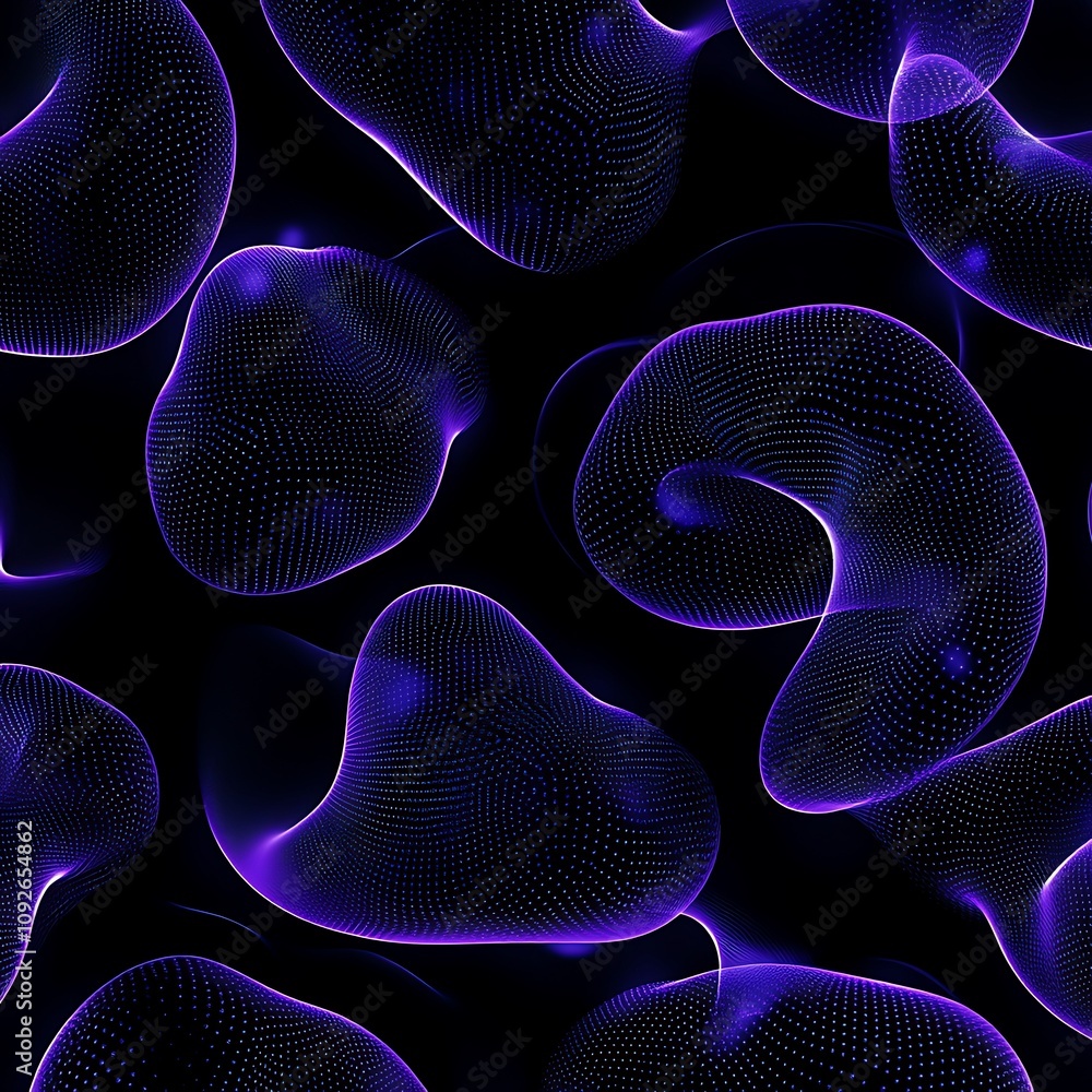 Poster abstract glowing shapes in a dark backdrop creating a mesmerizing undulating pattern, showcasing mov