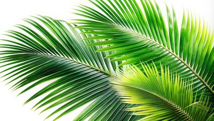 Obraz premium Tropical Palm Leaf Double Exposure Photography with Coconut Tree Composition Isolated on White Background for Nature and Eco-Themed Projects